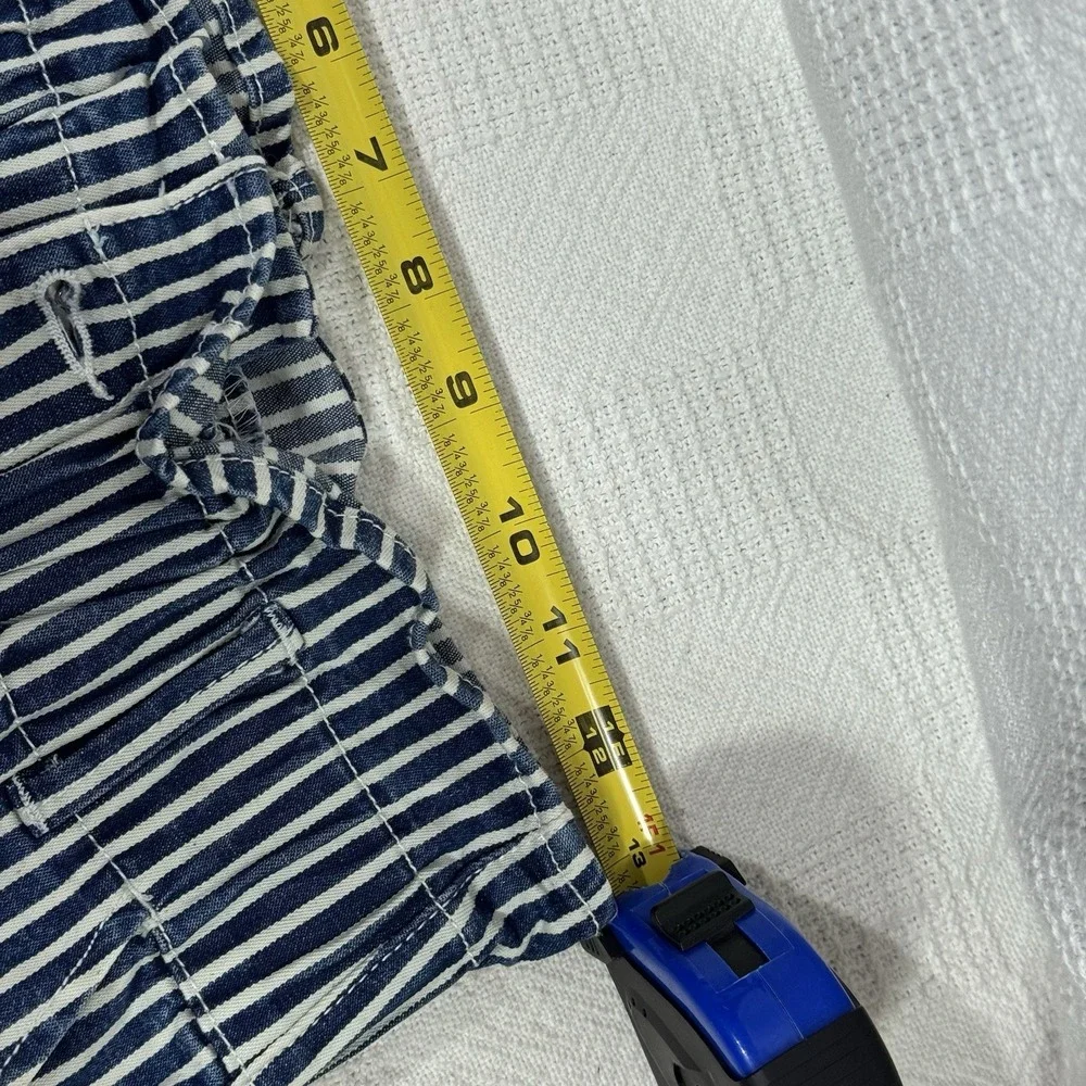F-Way Blue White Stripe Denim Paperbag Straight Skirt Size‎ Small